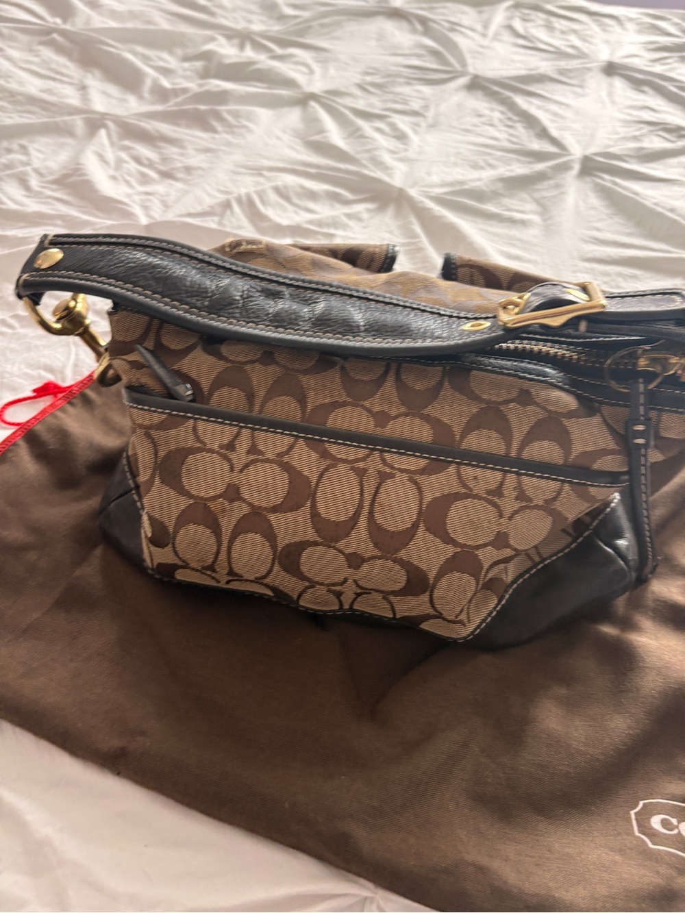 Coach Signature Soho Shoulder Bag | Brown Monogram Canvas & Leather Purse - Picture 2 of 7